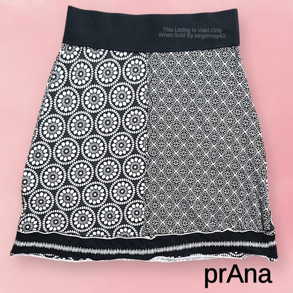 Prana Black White A Line Knee Length Patchwork Skirt Women's Small Cotton Blend - Picture 1 of 10